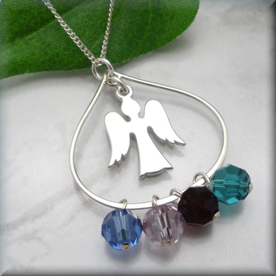 Mommy Angels Birthstone Necklace - Family Jewelry