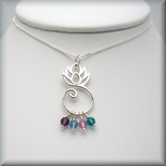 
                  
                    Lotus Flower Mothers Birthstone Necklace - Keepsake Family Jewelry - Bonny Jewelry
                  
                