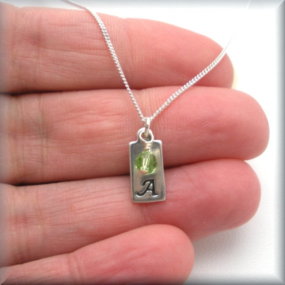 Personalized Silver Bar Necklace - Birthstone Jewelry - Bonny Jewelry