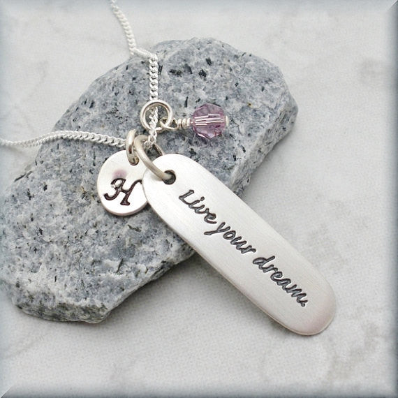 Live Your Dream Birthstone Necklace - Personalized