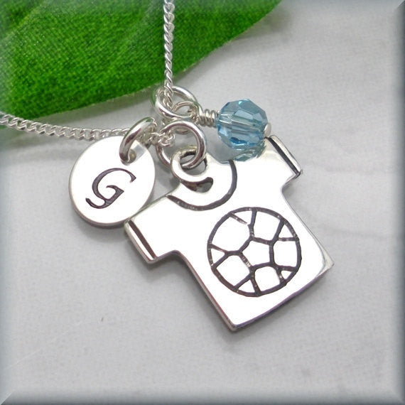 Soccer Jersey Sports Birthstone Necklace - Personalized Charm Jewelry