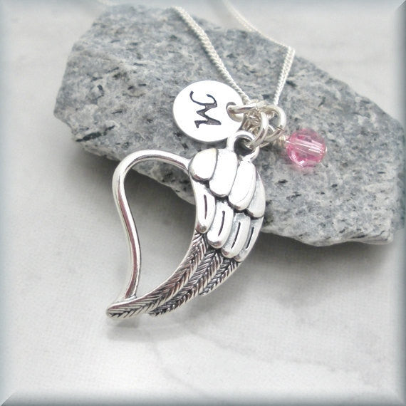Guardian Angel Necklace - Personalized Birthstone Jewelry - Remembrance