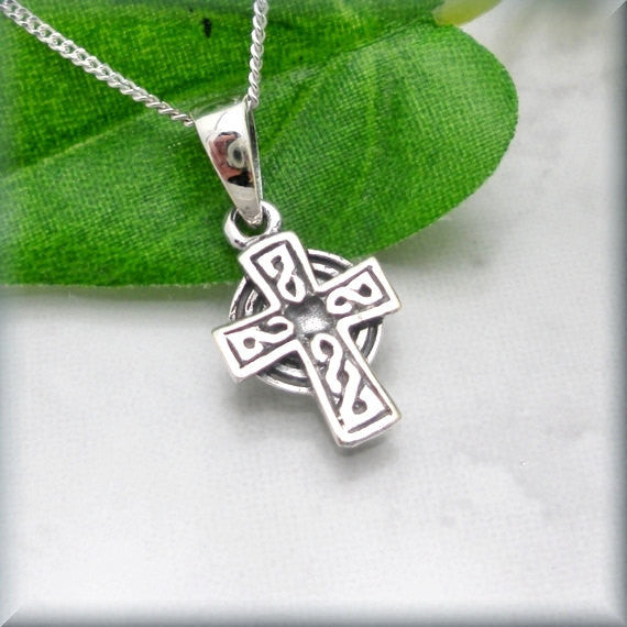 Rustic Celtic Cross Necklace - Irish Jewelry