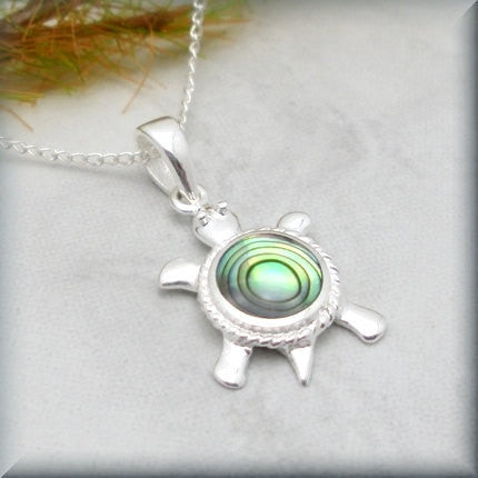 Sea Turtle Necklace with Abalone Shell - Alli