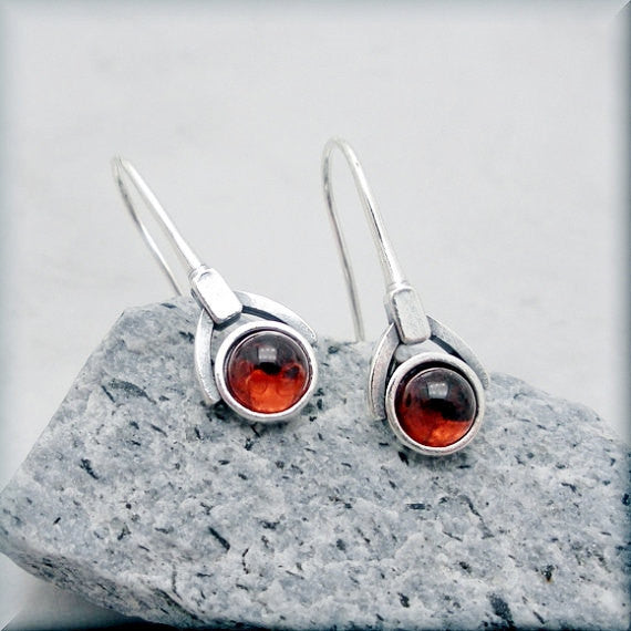 Garnet Gemstone Drop Earrings - January Birthstone - Bonny Jewelry