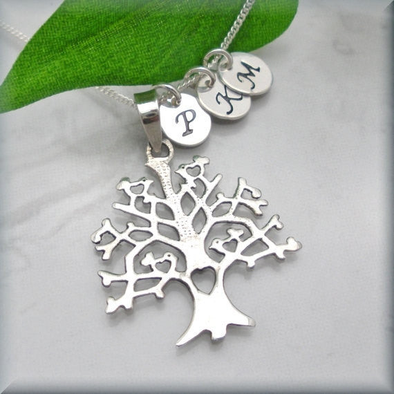 Tree of Life Mothers Necklace - Family Tree - Handstamped