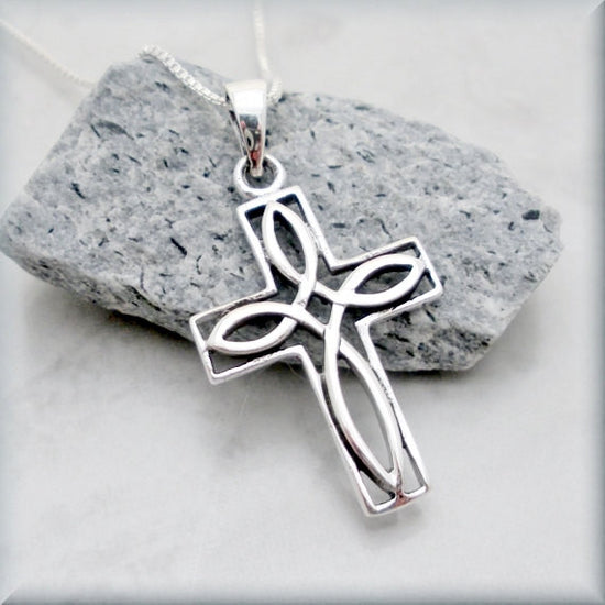 Outlined Celtic Knot Cross Necklace - Irish Jewelry - Bonny Jewelry