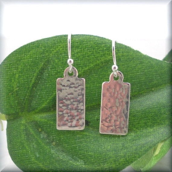 Small Rectangle Hammered Earrings - Bonny Jewelry