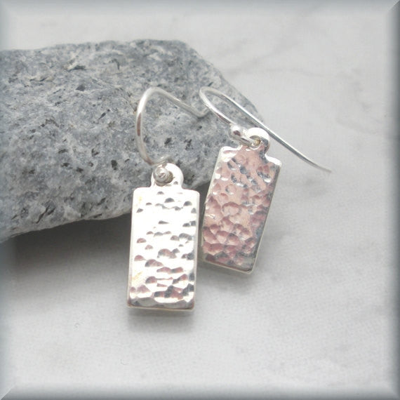 Small Rectangle Hammered Earrings - Bonny Jewelry