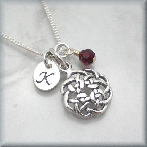 Round Celtic Knot Birthstone Necklace - Personalized Irish Jewelry - Bonny Jewelry