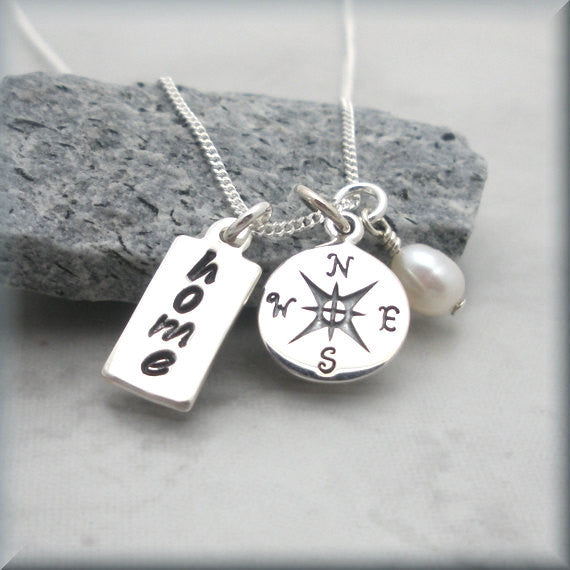 Compass Travel Necklace - All Roads Lead Home - Inspirational Jewelry