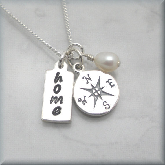 Compass Travel Necklace - All Roads Lead Home - Inspirational Jewelry - Bonny Jewelry