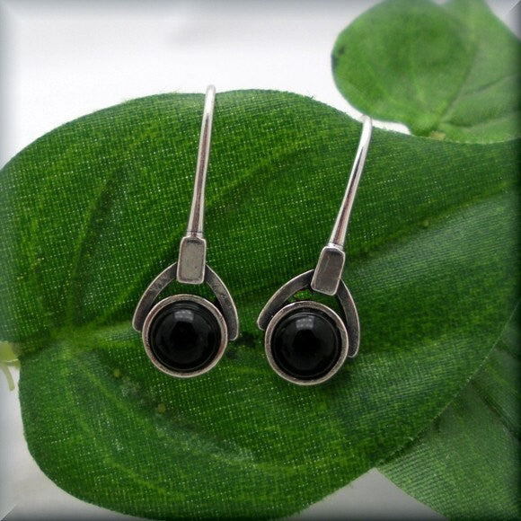 Small Black Onyx Drop Earrings - Gemstone - Bonny Jewelry
