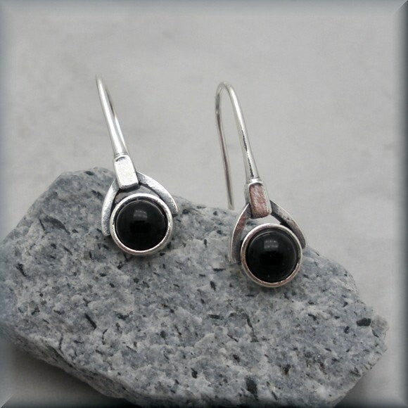 Small Black Onyx Drop Earrings - Gemstone - Bonny Jewelry