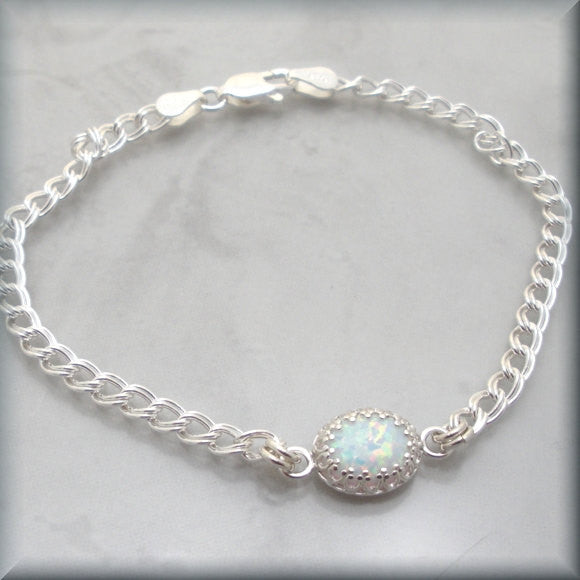 White Opal Bracelet - October Birthstone - Bonny Jewelry