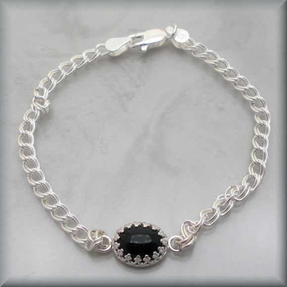 Black Onyx Cabochon Bracelet - Gemstone Bracelet - Bonny Jewelry