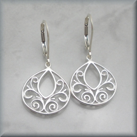 Teardrop Filigree Leverback Earrings - Bonny Jewelry