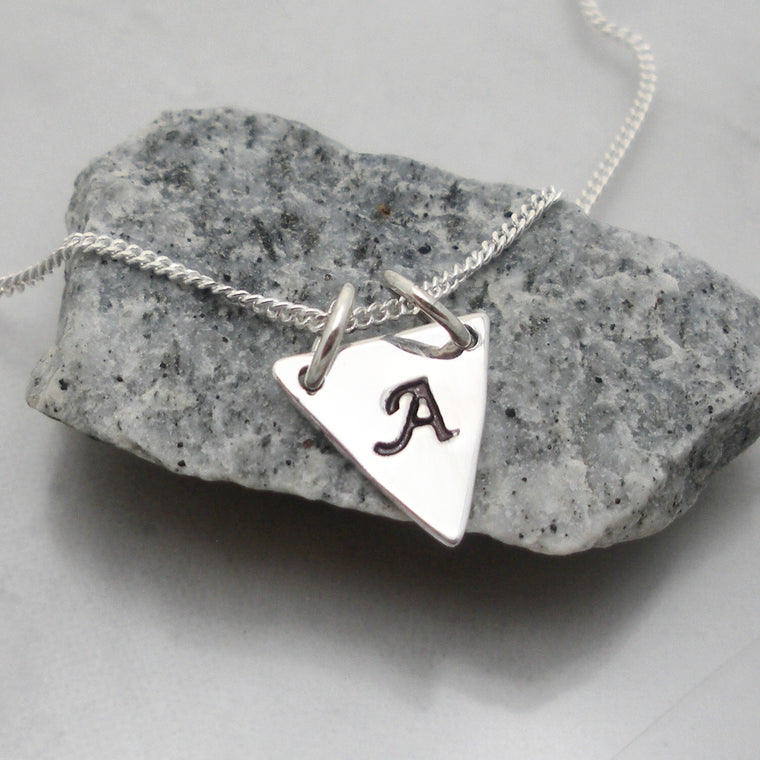 Geometric Triangle Necklace - Layering Necklace - Initial Charm