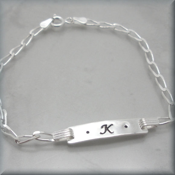 Initial Monogram Bracelet - Personalized ID Bracelet - Handstamped - Bonny Jewelry