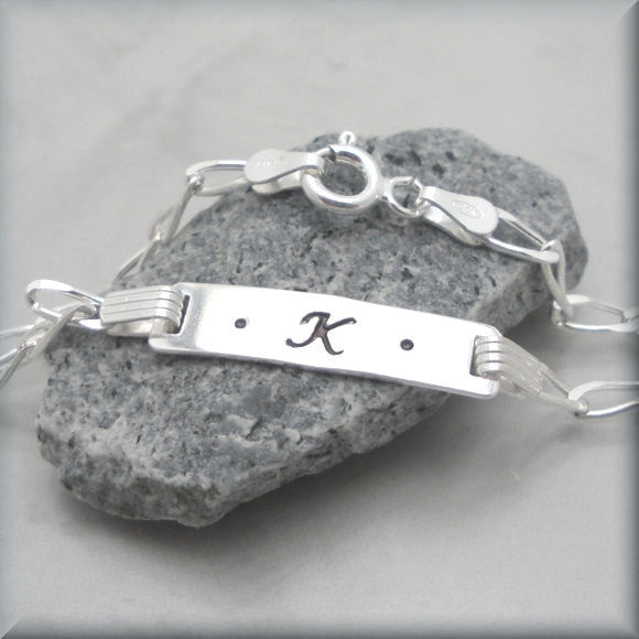 Initial Monogram Bracelet - Personalized ID Bracelet - Handstamped - Bonny Jewelry