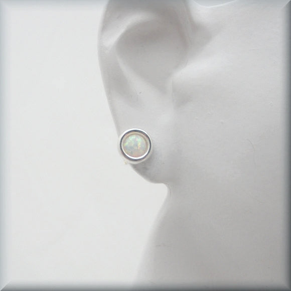 
                  
                    White Opal Cabochon Post Earrings - October Birthstone - Bonny Jewelry
                  
                