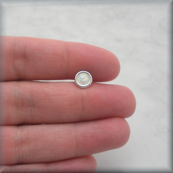 
                  
                    White Opal Cabochon Post Earrings - October Birthstone - Bonny Jewelry
                  
                