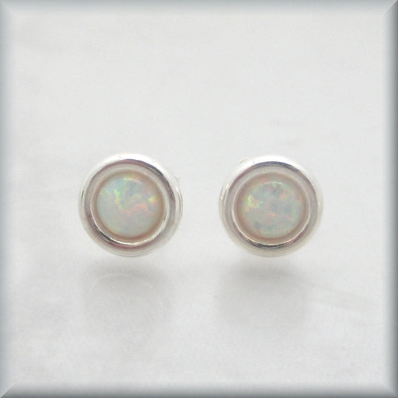 
                  
                    White Opal Cabochon Post Earrings - October Birthstone - Bonny Jewelry
                  
                