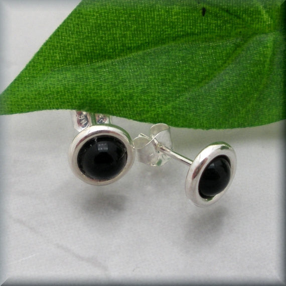 Black Onyx Post Earrings - Sterling Silver - Bonny Jewelry