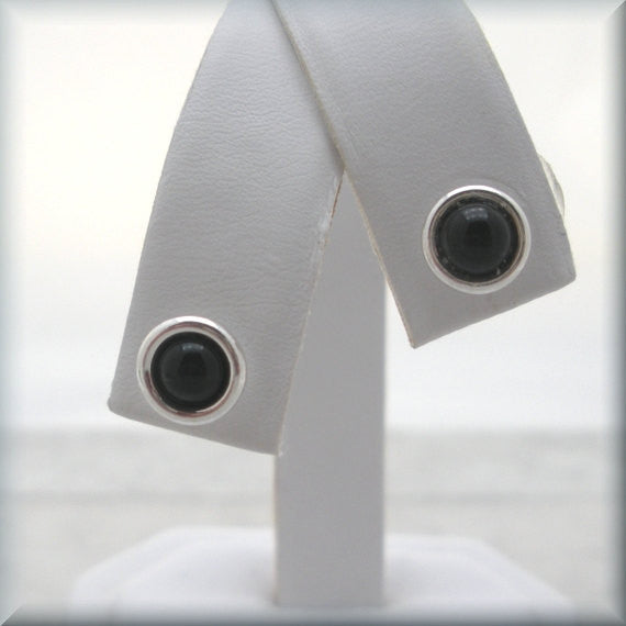 Black Onyx Post Earrings - Sterling Silver