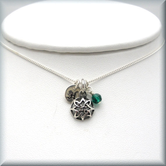 Round Domed Celtic Knot Necklace - Personalized - Birthstone Jewelry - Bonny Jewelry
