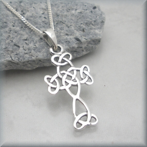 Irish Celtic Cross Necklace with Flourishes