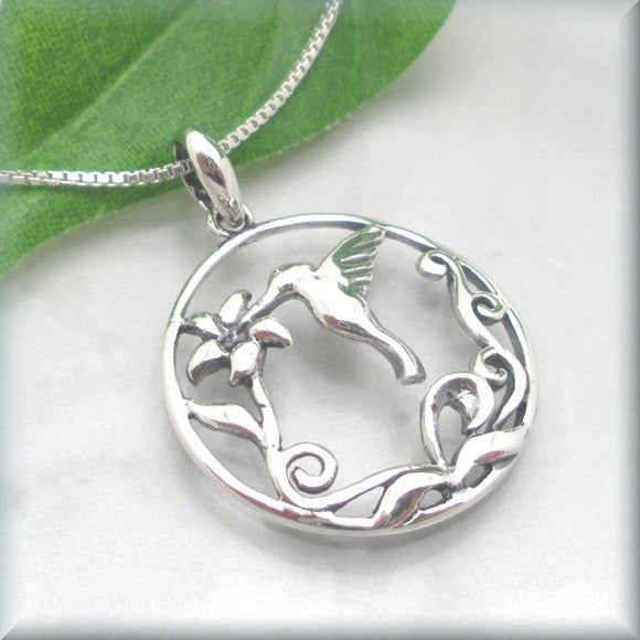 
                  
                    Hummingbird Sipping Nectar Necklace - Bonny Jewelry
                  
                