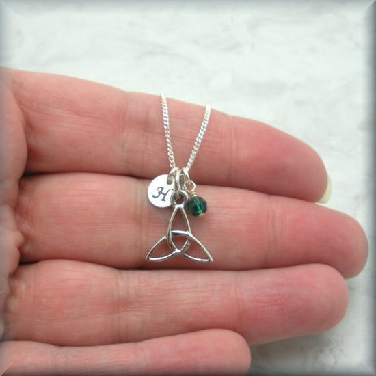 Trinity Knot Birthstone Necklace - Triquetra Personalized Jewelry - Bonny Jewelry