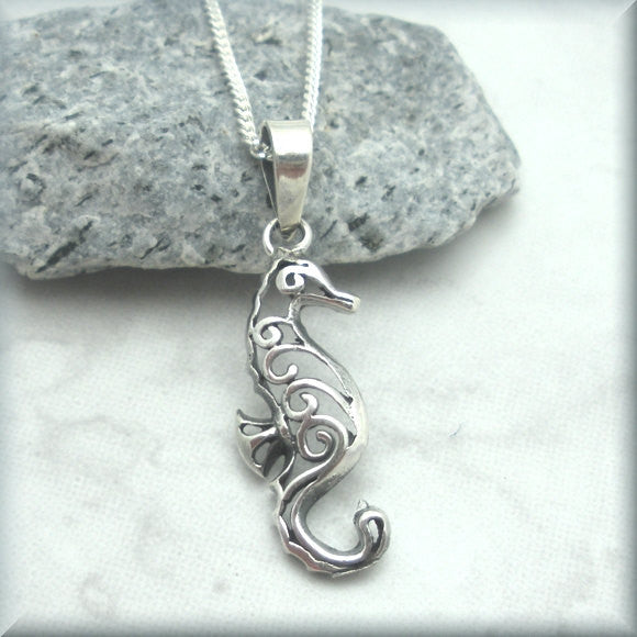 Filigree Seahorse Necklace - Beach Jewelry - Bonny Jewelry