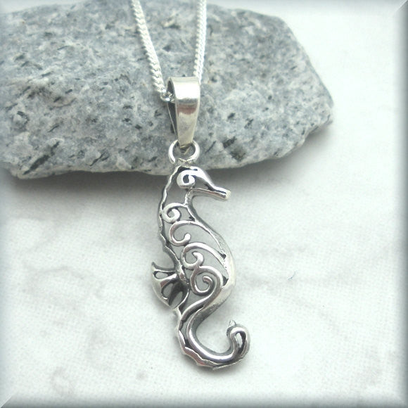 Filigree Seahorse Necklace - Beach Jewelry