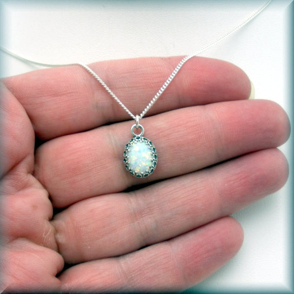 
                  
                    White Opal Oval Necklace - October Birthstone - Bonny Jewelry
                  
                