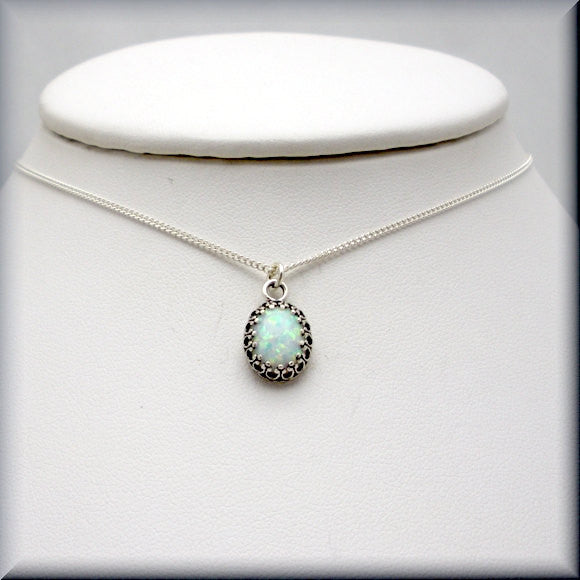 
                  
                    White Opal Oval Necklace - October Birthstone - Bonny Jewelry
                  
                