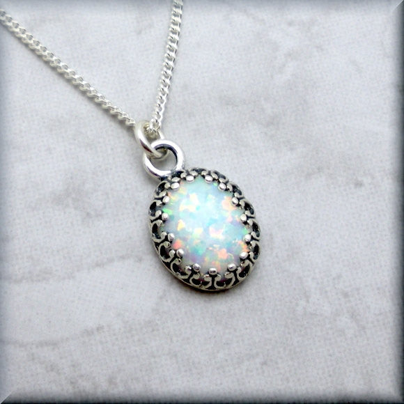 
                  
                    White Opal Oval Necklace - October Birthstone - Bonny Jewelry
                  
                