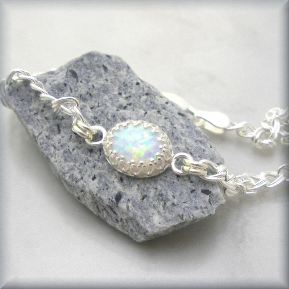 White Opal Bracelet - October Birthstone - Bonny Jewelry