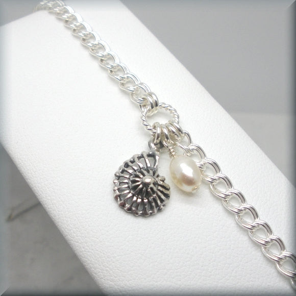 Nautilus Shell Bracelet with Pearl Accent - Bonny Jewelry