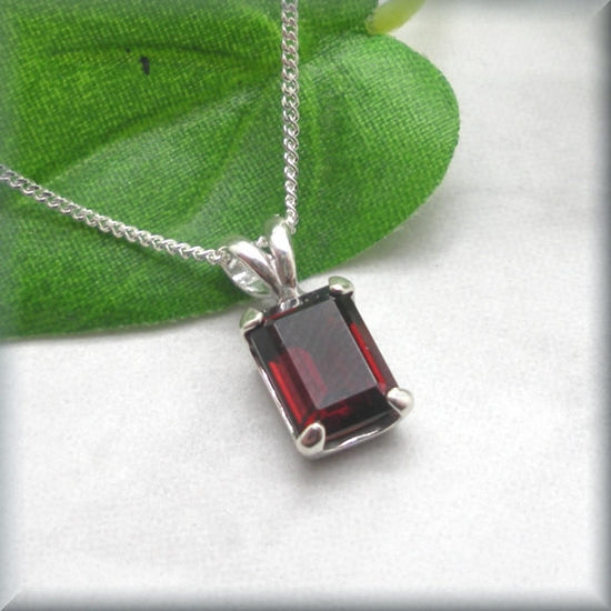 January Birthstone Necklace - Garnet Gemstone Charm in Sterling Silver |  The Jewellery Store London