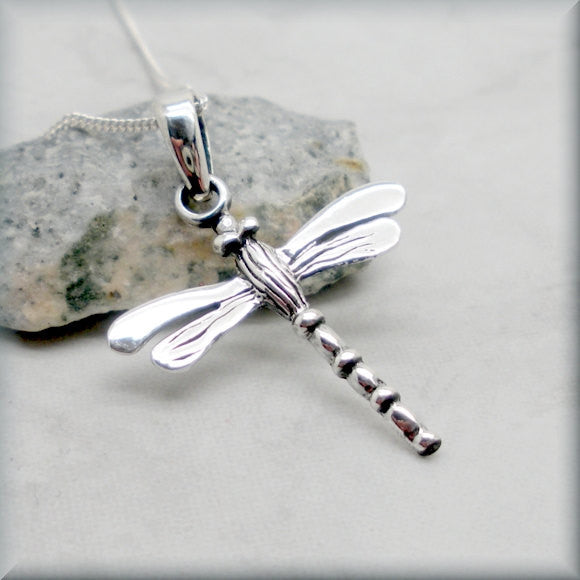 Silver Dragonfly Necklace - Summer Jewelry - Bonny Jewelry