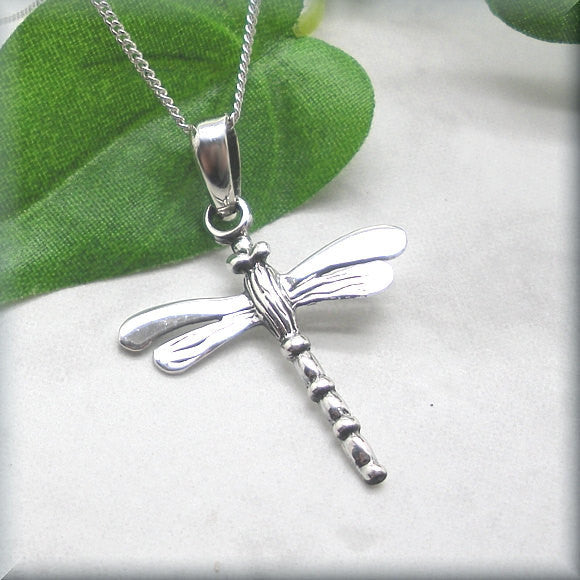 Silver Dragonfly Necklace - Summer Jewelry - Bonny Jewelry