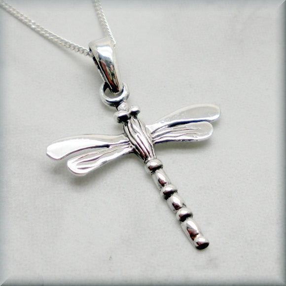 Silver Dragonfly Necklace - Summer Jewelry - Bonny Jewelry