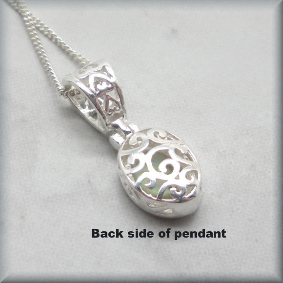 White Opal Filigree Necklace - October Birthstone Jewelry - Bonny Jewelry