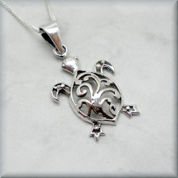 Sea Turtle Filigree Necklace - Beach Jewelry - Bonny Jewelry
