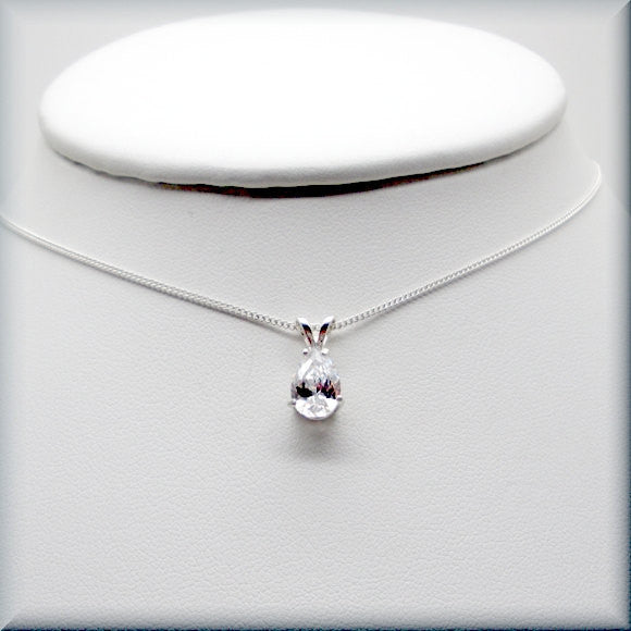 
                  
                    Teardrop Cubic Zirconia Necklace - April Birthstone - Faux Diamond - Bonny Jewelry
                  
                