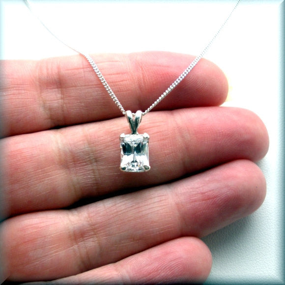Radiant Octagon Cubic Zirconia Necklace - April Birthstone Jewelry - Bonny Jewelry